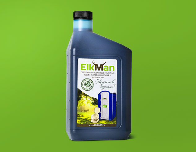 Концентрат Elkman — средство для всех типов накопительных баков туалетных кабин и биотуалетов.